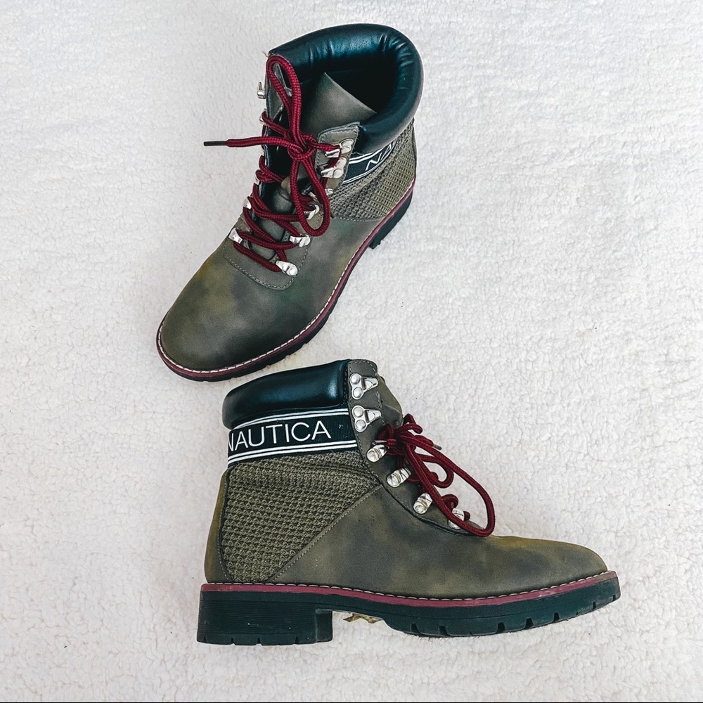 NAUTICA | Army Green and Burgundy Combat Boots